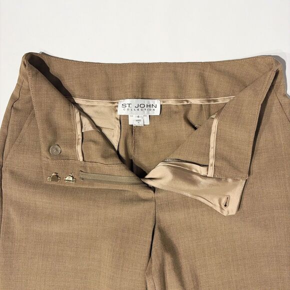 St. John Collection Beige Wide Leg Flare Pants Pockets Lagenlook Women Size 6 - Picture 9 of 16
